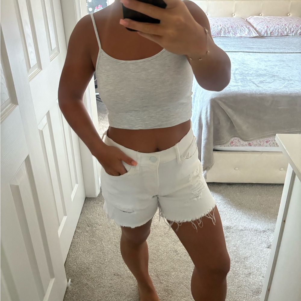 White jean shorts